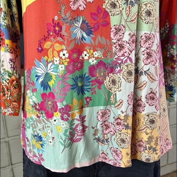 NWT Johnny Was Patchwork Tunic Floral Motif Pink & Yellow Large - Picture 11 of 13